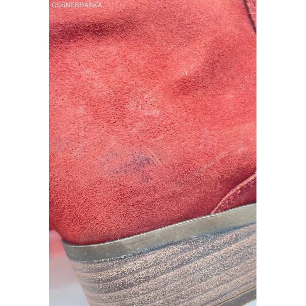 LUCKY BRAND Lahela Ankle Boots‎ in Red/Sable Suede - Size 8/38